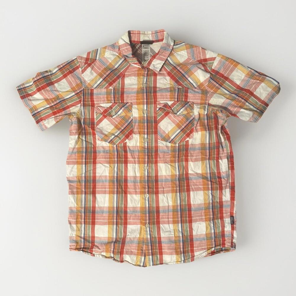 Patagonia Organic Cotton Multicolor Plaid Short Sleeve Button Down Shirt Mens M